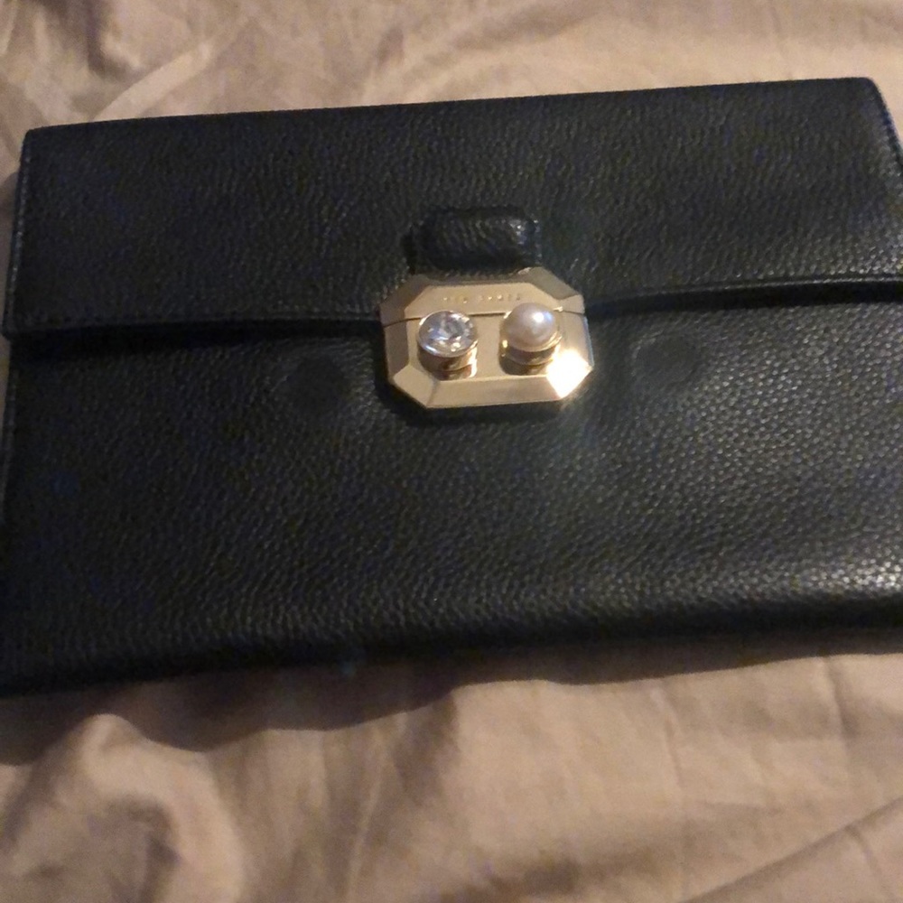 Small black evening envelope clutch bag